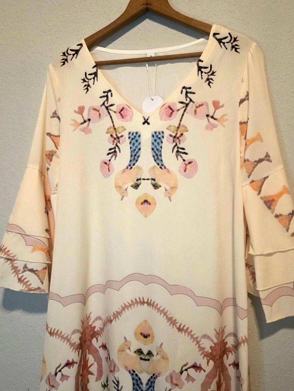 NWT Made with Love Boho Chic Dress Birds Bell Sleeves Fairy Women's Small - Picture 5 of 13